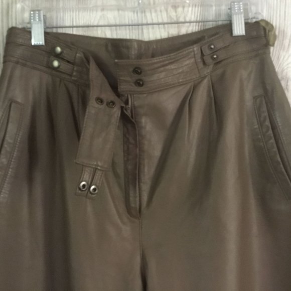 Arlando Vintage 80's Brown Leather High Waist Lined Pants - Picture 5 of 12